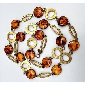 Vintage Mid Century Mod VENDOME Lucite Gold Tone Necklace